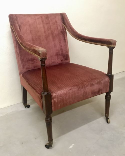 fig 1. Antique Regency Country House Rosewood and Velvet Armchair