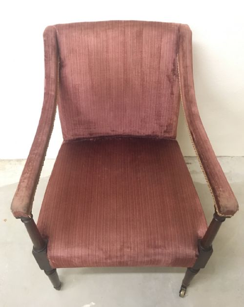 fig 2. Antique Regency Country House Rosewood and Velvet Armchair