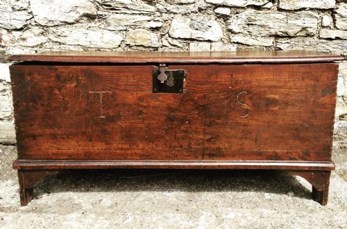 Antique 18th Century Elm and Pine Sword Chest Coffer