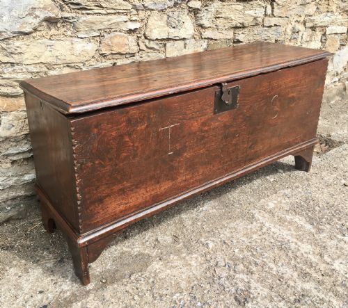 fig 1. Antique 18th Century Elm and Pine Sword Chest Coffer