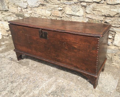 fig 2. Antique 18th Century Elm and Pine Sword Chest Coffer