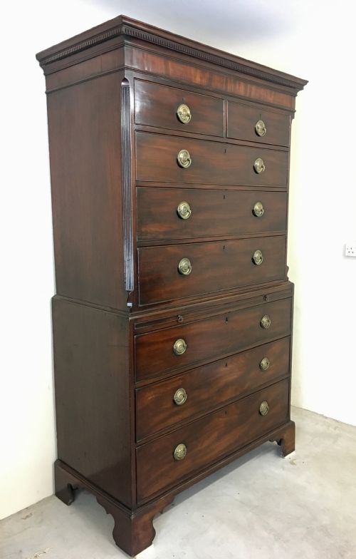 fig 1. Antique Georgian Mahogany Chest on Chest Tallboy