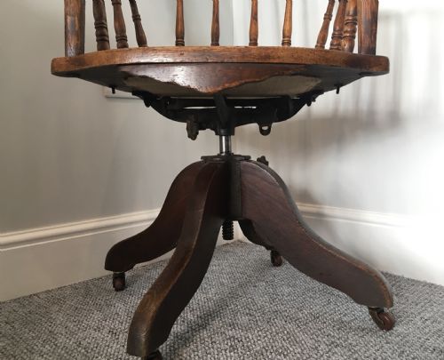 fig 2. Antique Edwardian Oak Swivel Office Desk Chair
