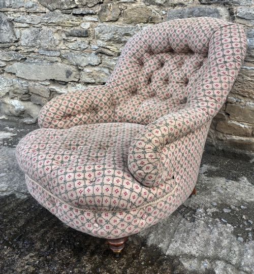 fig 1. Antique Victorian Buttoned Nursing Tub Chair