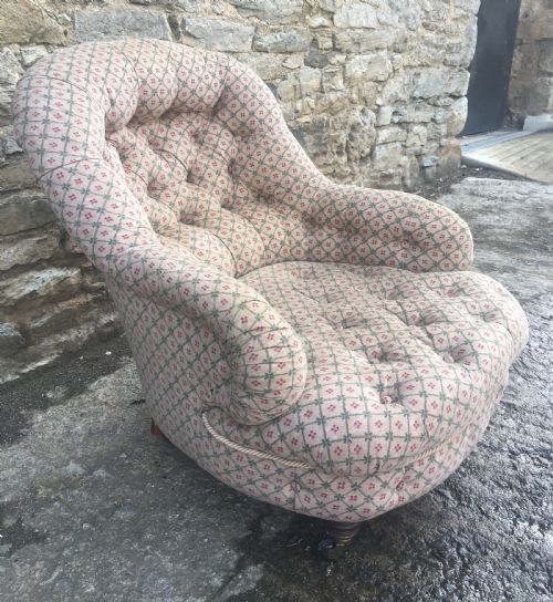 fig 2. Antique Victorian Buttoned Nursing Tub Chair