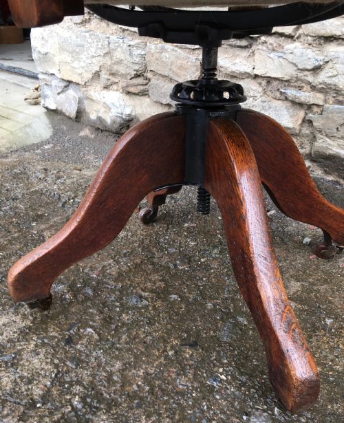 fig 2. Antique Edwardian Oak Swivel Office Desk Chair by Shoolbred