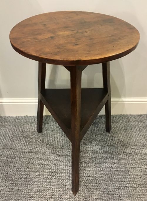 Small Antique Pine and Oak Cricket Table