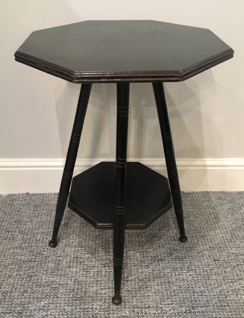 Antique Aesthetic Octagonal Ebonised Side Table Manner of E.w. Godwin