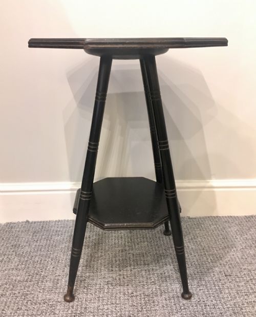 fig 1. Antique Aesthetic Octagonal Ebonised Side Table manner of E.W. Godwin