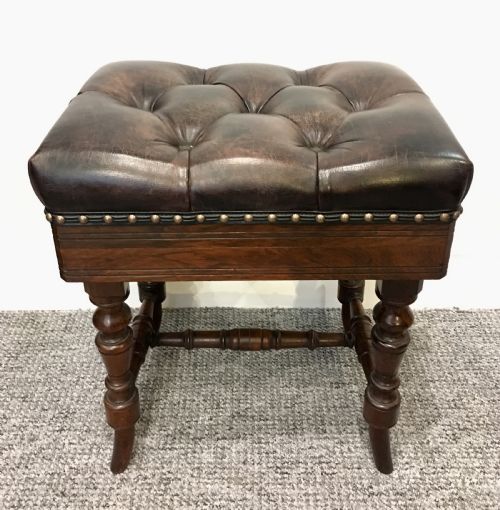 Antique Victorian Rosewood Adjustable Piano Stool Marsdens Patent