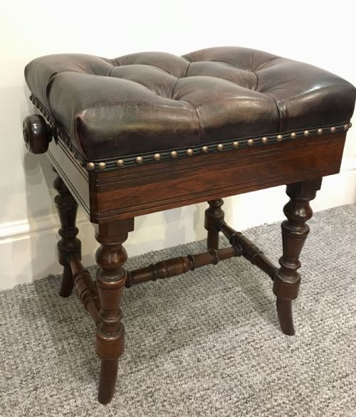 fig 1. Antique Victorian Rosewood Adjustable Piano Stool Marsdens Patent