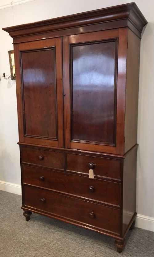 fig 1. Antique Victorian Mahogany Linen Press Cupboard