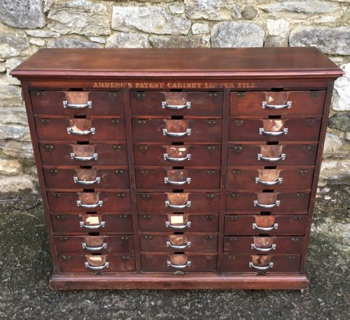 fig 1. Antique Ambergs Patent Cabinet Letter File Drawers