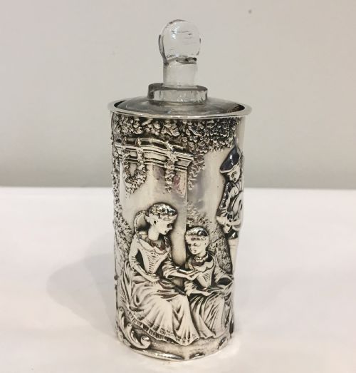 Antique Edwardian 1902 Silver Scent Bottle Holder