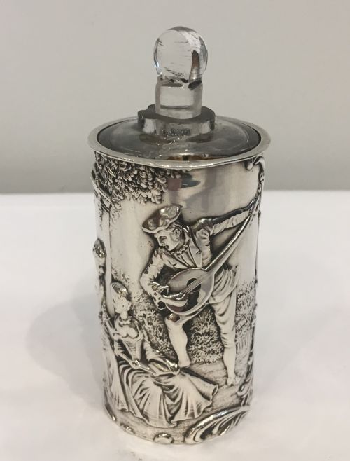 fig 1. Antique Edwardian 1902 Silver Scent Bottle Holder