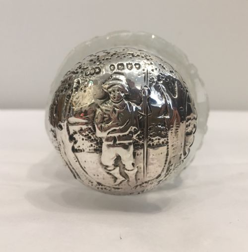 fig 1. Antique Victorian Cut Glass Scent Bottle with Solid Silver Top 1881