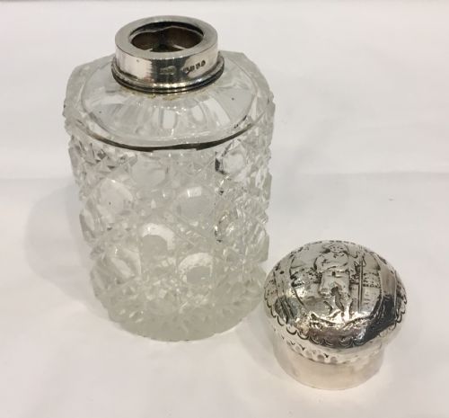 fig 2. Antique Victorian Cut Glass Scent Bottle with Solid Silver Top 1881