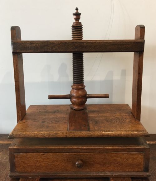 Antique Oak Tabletop Linen Press