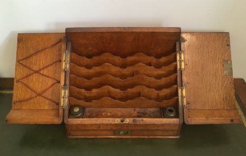 Antique Victorian Desktop Oak Stationery Cabinet