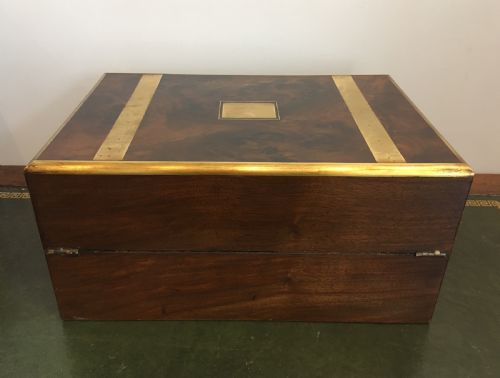 fig 2. Antique Victorian Burr Walnut Brass Bound Writing Slope