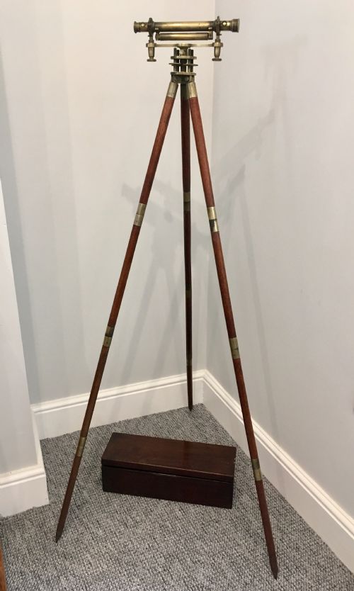 Antique Wye Surveyor's Level on Original Tripod with Box