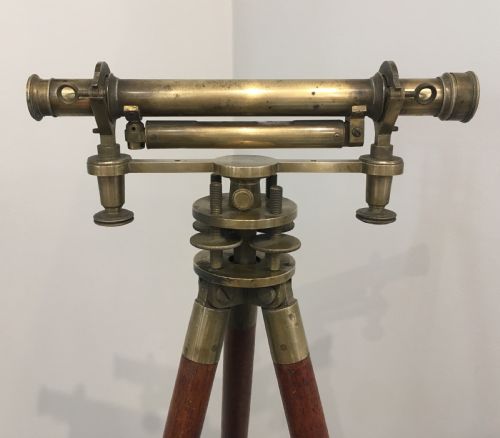 fig 1. Antique Wye Surveyor's Level on Original Tripod with Box