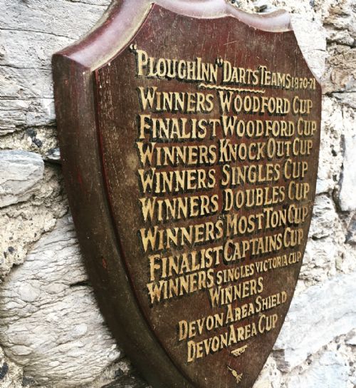 fig 1. Antique 1870 Commemorative Darts Trophy Wooden Shield