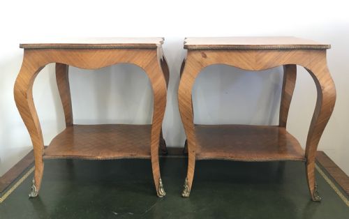 fig 2. Pair of French Kingwood Parquetry Low Bedside Tables