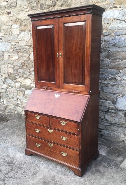 fig 1. Antique Georgian Mahogany Bureau Bookcase
