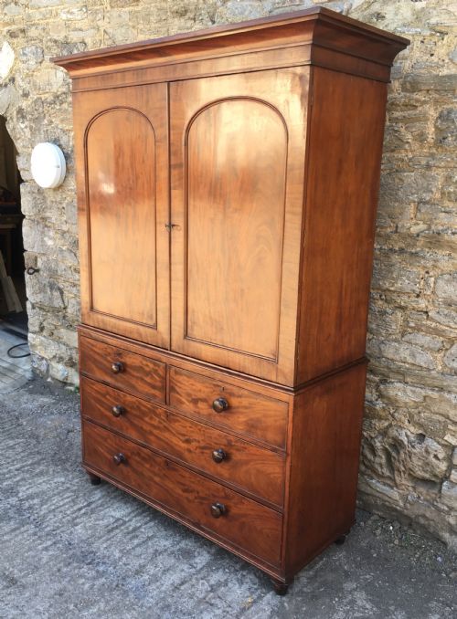 fig 1. Antique Victorian Mahogany Linen Press