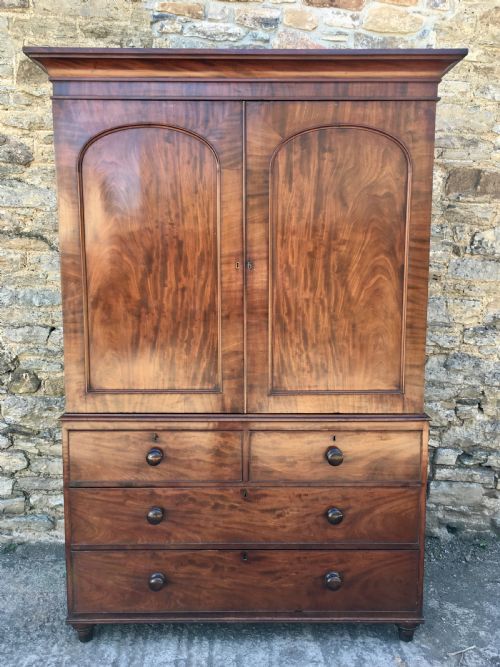 Antique Victorian Mahogany Linen Press