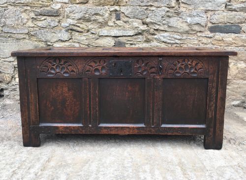 fig 1. Small Antique Early 18th Century Oak Coffer