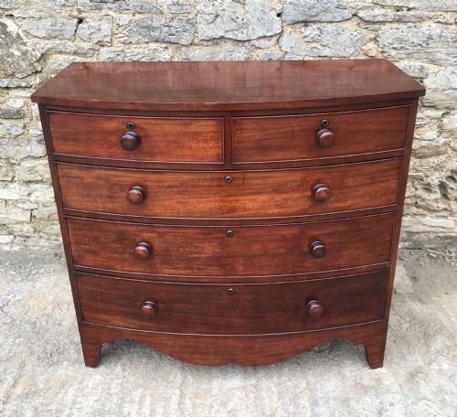 Antique Georgian Mahogany Bow Front Chest of Drawers