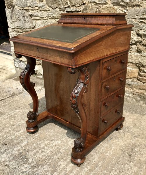 fig 1. Antique Victorian Burr Walnut Davenport