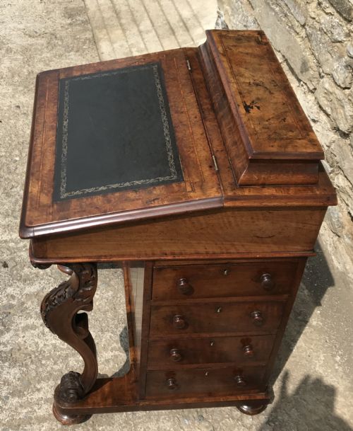 fig 2. Antique Victorian Burr Walnut Davenport