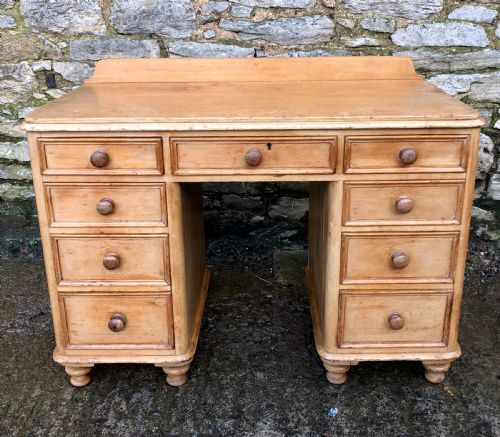 Small Victorian Pine Kneehole Desk