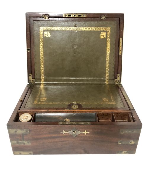 Victorian Mahogany Campaign Writing Slope Box with Secret Drawers
