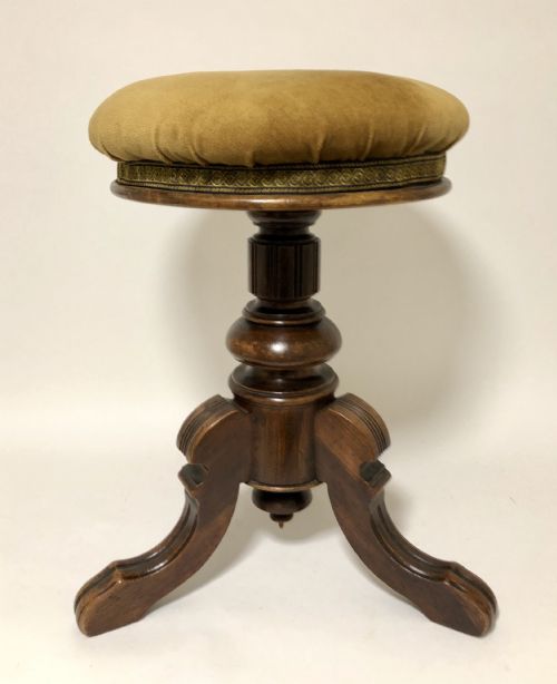 fig 1. Antique Walnut Revolving Piano Stool