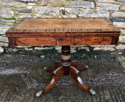 Regency Rosewood and Coromandel Ormolu Mounted Card Table