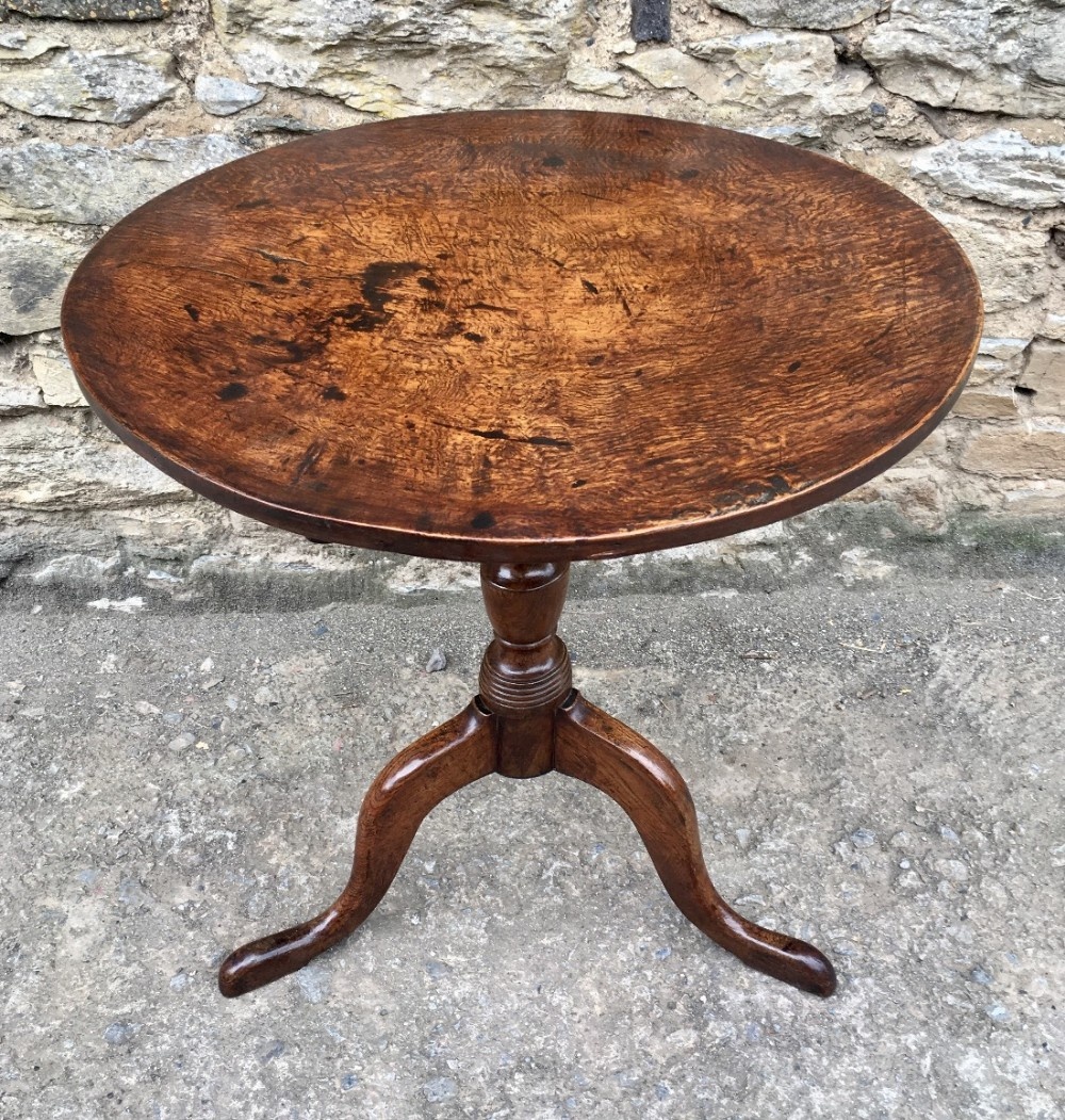 Antique 18th Century Oak Tilt Top Occasional Table on Tripod Base