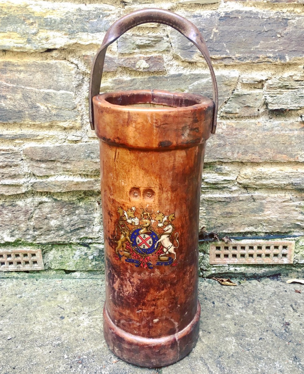 Antique Military Leather Shell Carrier with Handle 