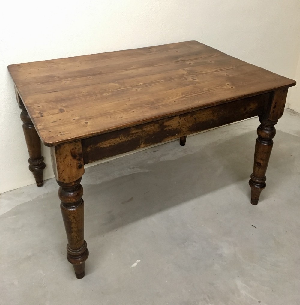 Antique Victorian Pine Farmhouse Dining Table 