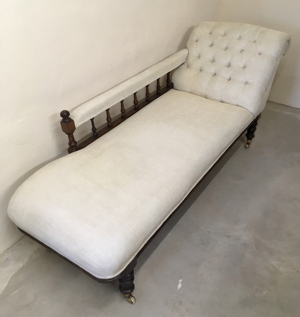 Antique Victorian Upholstered Chaise Longue View II
