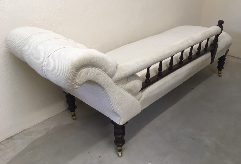 Antique Victorian Upholstered Chaise Longue View III