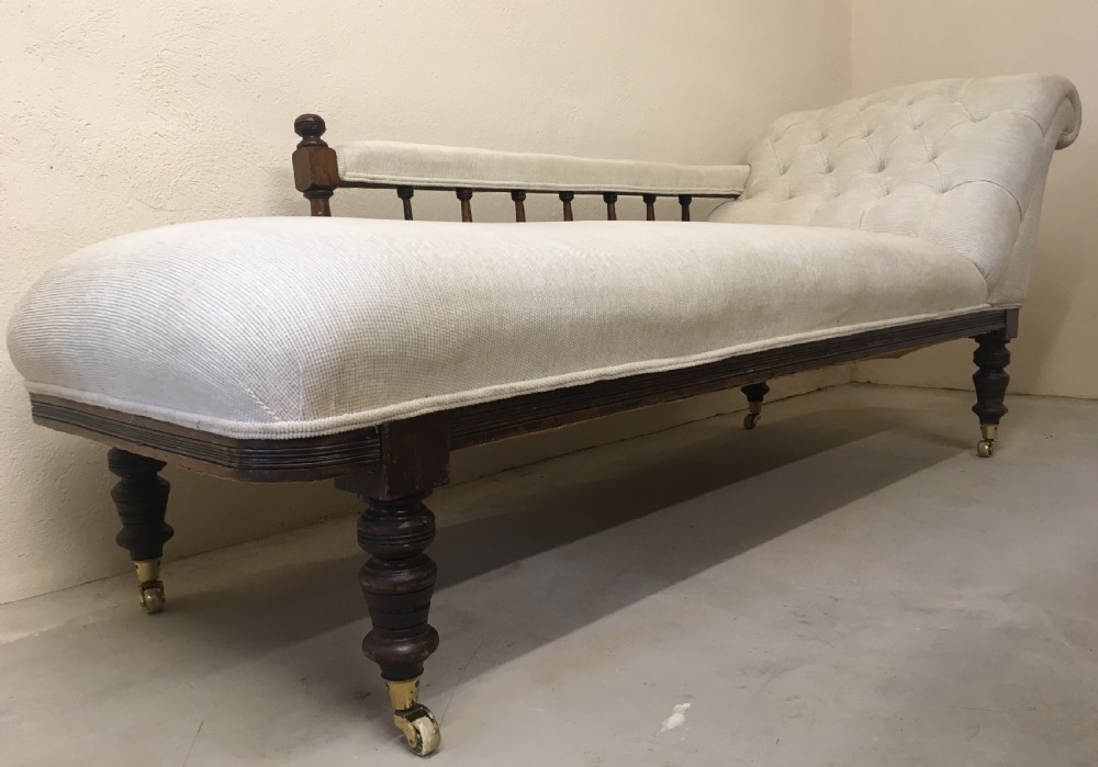 Antique Victorian Upholstered Chaise Longue View IV