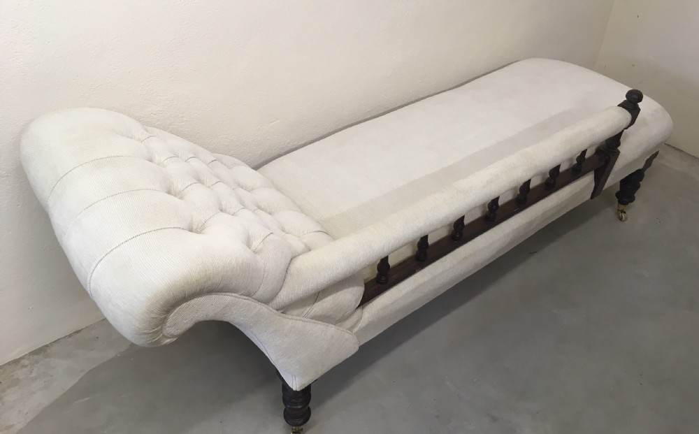 Antique Victorian Upholstered Chaise Longue View VIII