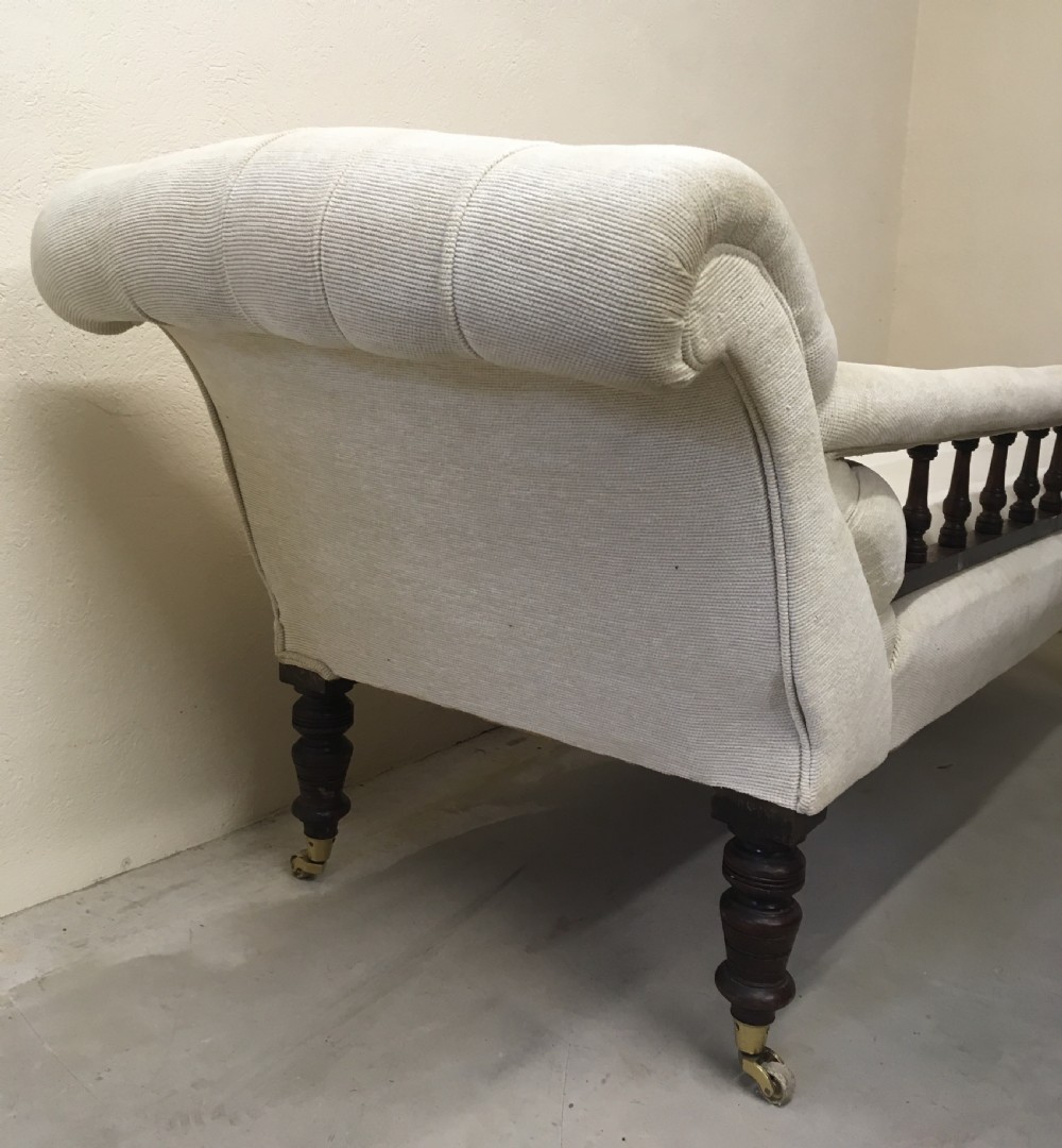 Antique Victorian Upholstered Chaise Longue View IX