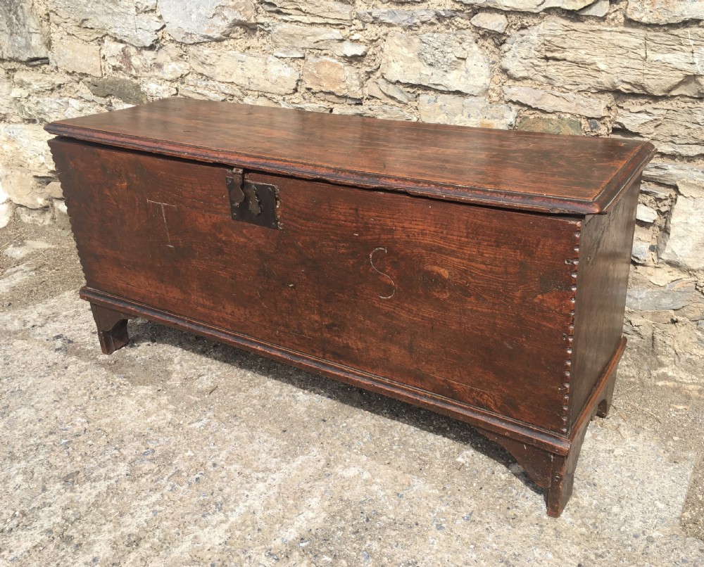 Antique 18th Century Elm and Pine Sword Chest Coffer View III