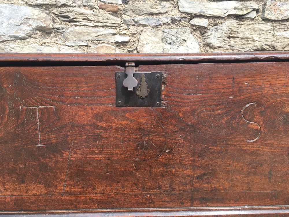 Antique 18th Century Elm and Pine Sword Chest Coffer View IV