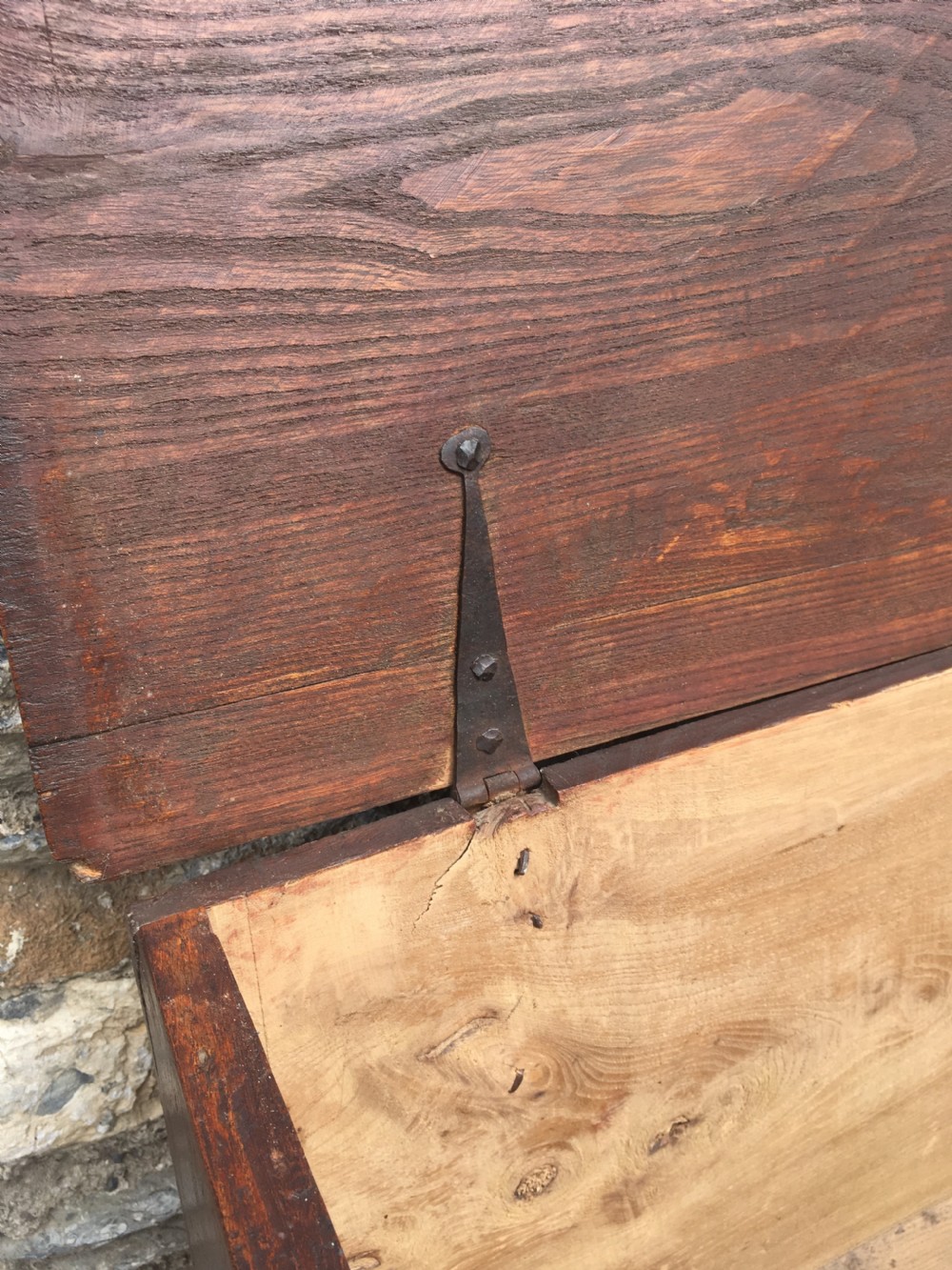 Antique 18th Century Elm and Pine Sword Chest Coffer View VII